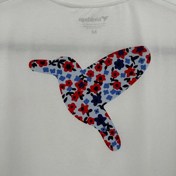 BIRDDOGS Men's White Blue Red Floral Bird Graphic Print T-Shirt Size Medium - Picture 6 of 7